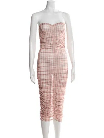 Pre-owned Miaou Plaid Print Midi Length Dress In Pink