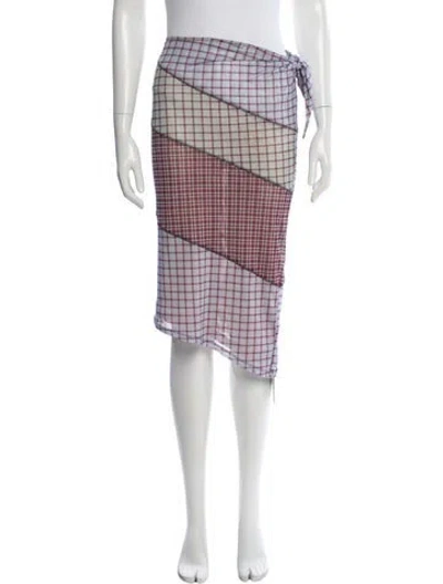 Pre-owned Miaou Plaid Print Midi Length Skirt In Blue