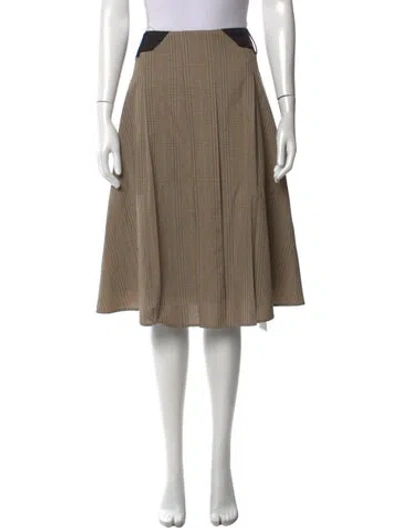 Pre-owned Miaou Plaid Print Midi Length Skirt In Neutrals