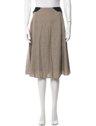 Pre-owned Miaou Plaid Print Midi Length Skirt W/ Tags In Neutrals