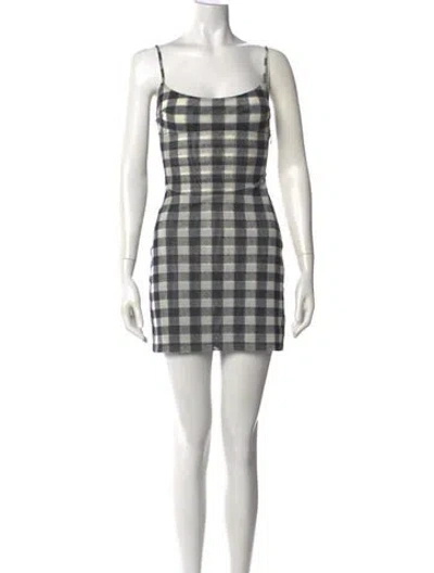 Pre-owned Miaou Plaid Print Mini Dress In Black