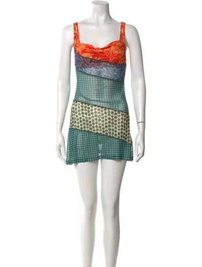 Pre-owned Miaou Plaid Print Mini Dress In Multi