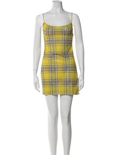 Pre-owned Miaou Plaid Print Mini Dress In Yellow