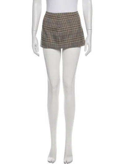 Pre-owned Miaou Plaid Print Mini Skirt In Brown