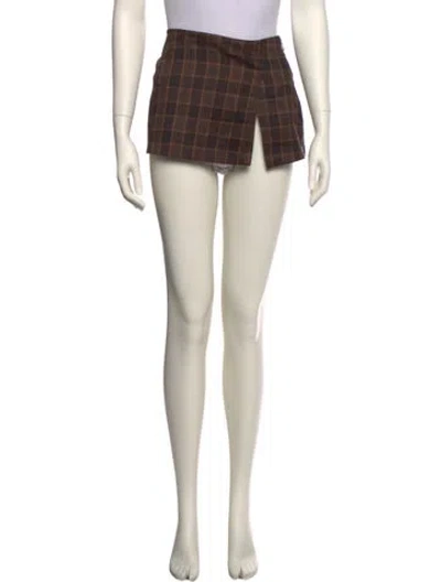 Pre-owned Miaou Plaid Print Mini Skirt In Neutral