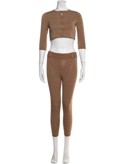 Pre-owned Miaou Plaid Print Pant Set In Brown