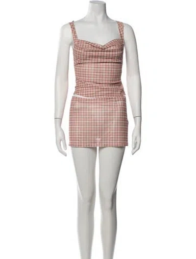 Pre-owned Miaou Plaid Print Skirt Set In Black