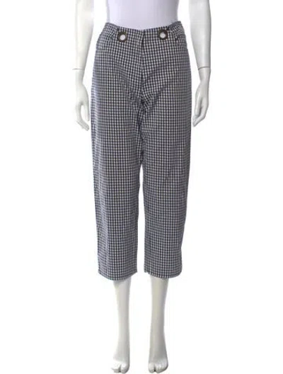Pre-owned Miaou Plaid Print Straight Leg Pants In Blue/white