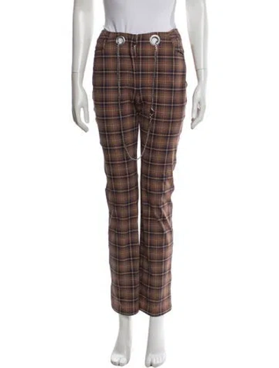 Pre-owned Miaou Plaid Print Straight Leg Pants In Multi