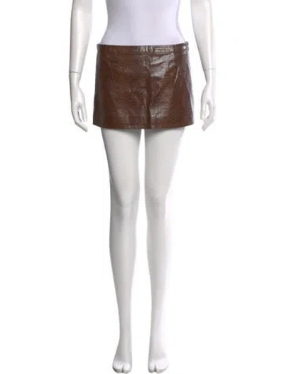 Pre-owned Miaou Pleated Accents Mini Skirt W/ Tags In Brown