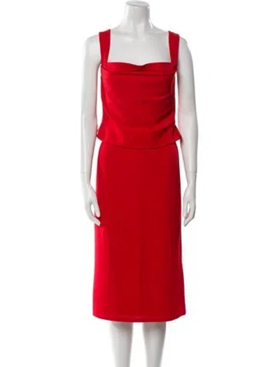 Pre-owned Miaou Pleated Accents Skirt Set In Red