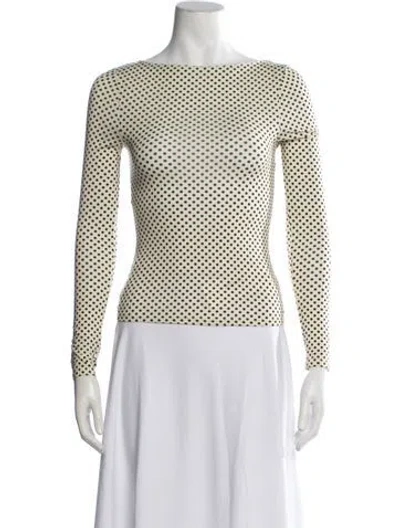 Pre-owned Miaou Polka Dot Print Bateau Neckline Top In Multicolor