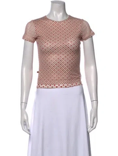 Pre-owned Miaou Polka Dot Print Crew Neck Top In Neutrals