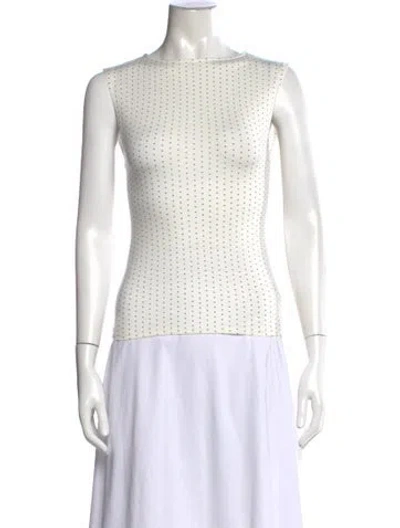 Pre-owned Miaou Polka Dot Print Crew Neck Top In White