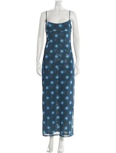 Pre-owned Miaou Polka Dot Print Long Dress In Blue