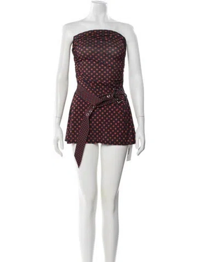 Pre-owned Miaou Polka Dot Print Mini Dress In Black