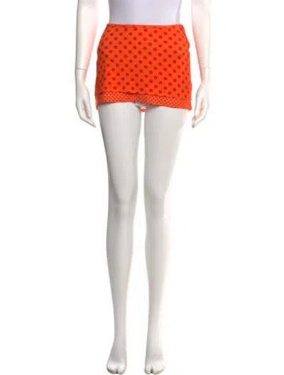 Pre-owned Miaou Polka Dot Print Mini Skirt W/ Tags In Red