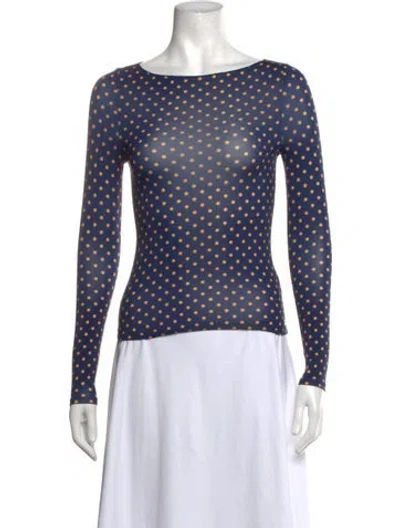 Pre-owned Miaou Polka Dot Print Scoop Neck Top W/ Tags In Blue