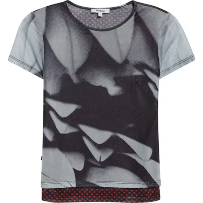 Miaou Print Baby Tee In Feather Print