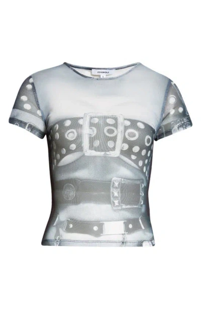 Miaou Print Sheer Mesh Mini T-shirt In Belt Print