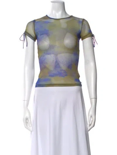 Pre-owned Miaou Printed Bateau Neckline T-shirt W/ Tags In Multi