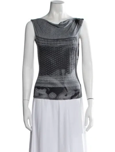 Pre-owned Miaou Printed Cowl Neck Top In White
