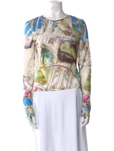 Pre-owned Miaou Printed Crew Neck Blouse In Neutral