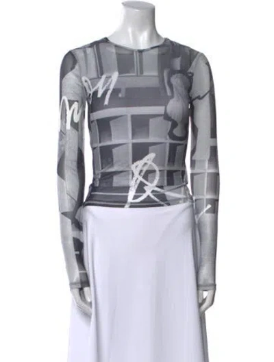 Pre-owned Miaou Printed Crew Neck Crop Top W/ Tags In Multi