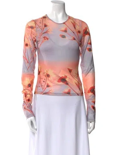 Pre-owned Miaou Printed Crew Neck Sweatshirt In Orange