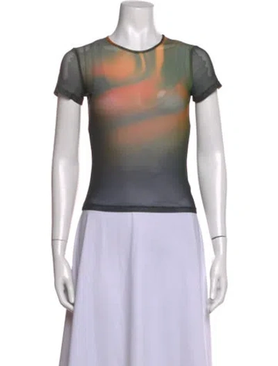 Pre-owned Miaou Printed Crew Neck Top In Black