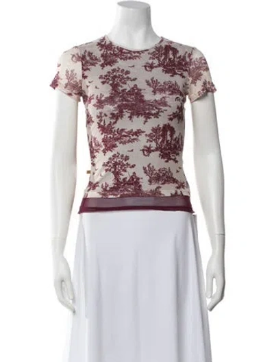 Pre-owned Miaou Printed Crew Neck Top In Brown