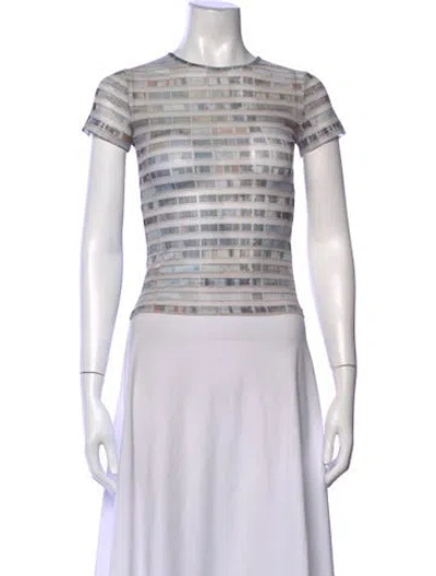 Pre-owned Miaou Printed Crew Neck Top In Grey