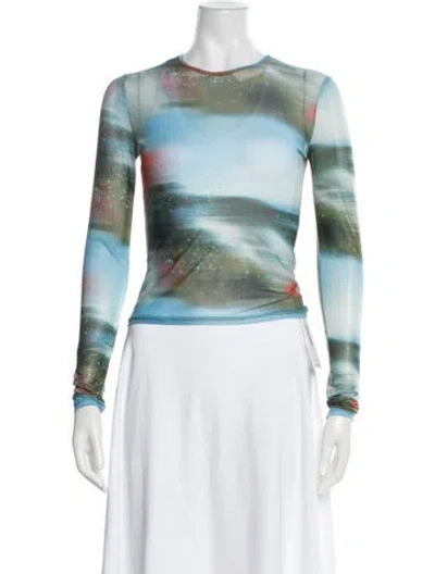 Pre-owned Miaou Printed Crew Neck Top In Multi