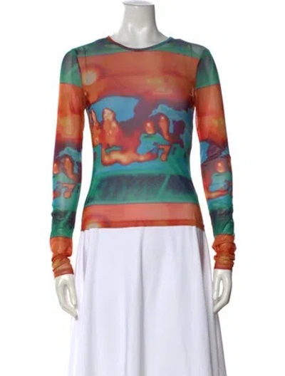 Pre-owned Miaou Printed Crew Neck Top In Multi