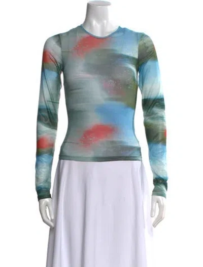 Pre-owned Miaou Printed Crew Neck Top In Multi