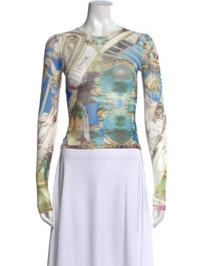 Pre-owned Miaou Printed Crew Neck Top In Neutral