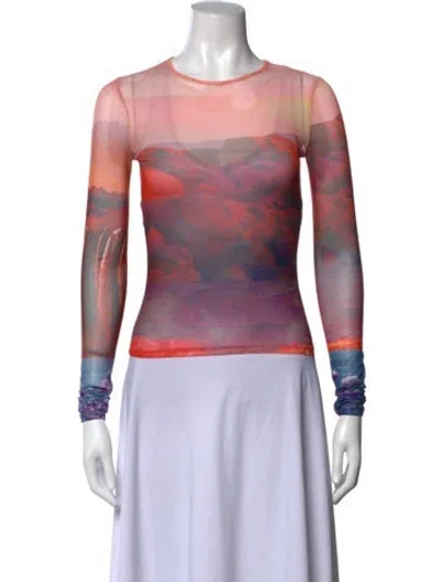 Pre-owned Miaou Printed Crew Neck Top In Orange