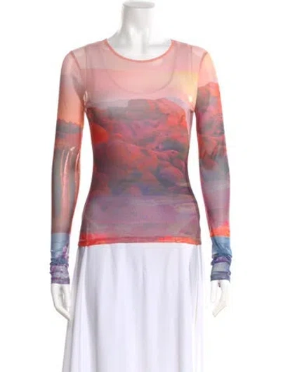 Pre-owned Miaou Printed Crew Neck Top In Pink