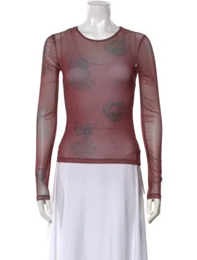 Pre-owned Miaou Printed Crew Neck Top In Pink