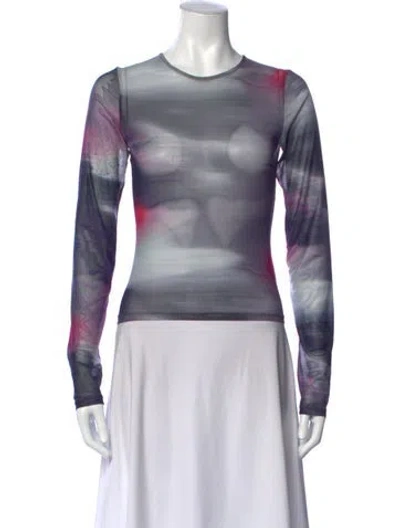 Pre-owned Miaou Printed Crew Neck Top In Purple
