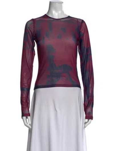 Pre-owned Miaou Printed Crew Neck Top W/ Tags In Multi