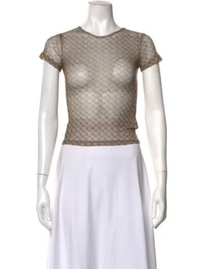 Pre-owned Miaou Printed Crew Neck Top W/ Tags In Neutrals