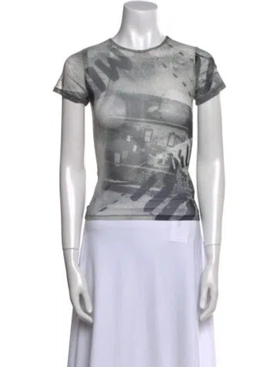 Pre-owned Miaou Printed Crew Neck T-shirt In Black