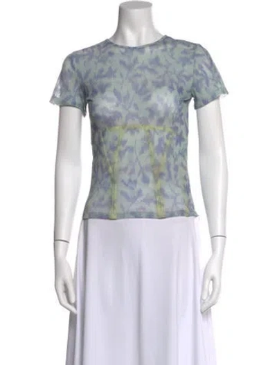 Pre-owned Miaou Printed Crew Neck T-shirt In Blue