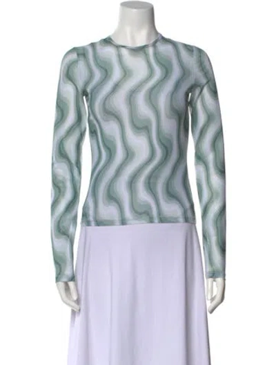 Pre-owned Miaou Printed Crew Neck T-shirt In Green