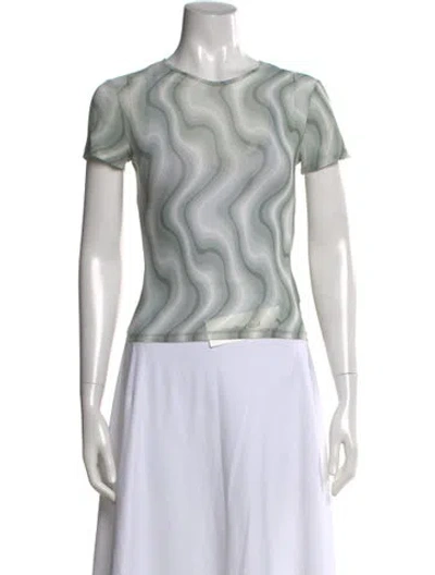 Pre-owned Miaou Printed Crew Neck T-shirt In Green