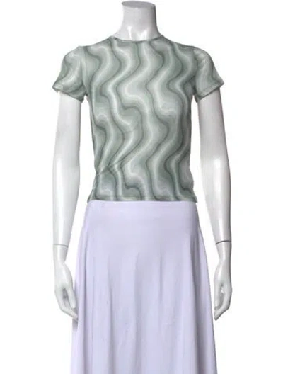 Pre-owned Miaou Printed Crew Neck T-shirt In Green
