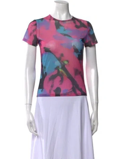 Pre-owned Miaou Printed Crew Neck T-shirt In Multi