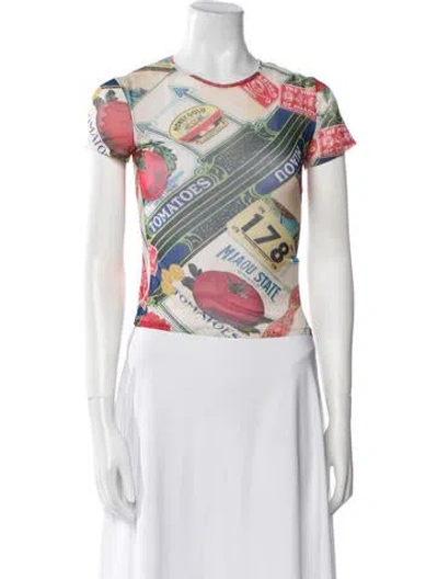 Pre-owned Miaou Printed Crew Neck T-shirt In Neutral