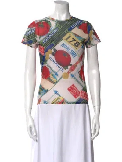 Pre-owned Miaou Printed Crew Neck T-shirt In Neutral